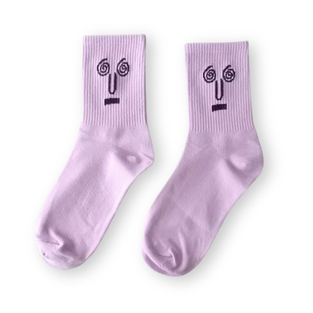 靴下 パープル フェイス ソックス レディース 表情 顔 かわいい ポップアート ファッション 足元拍卖
