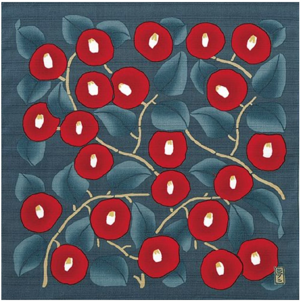 #風呂敷 チーフ #竹久夢二 ふろしき「つばき アオネズ」お弁当やランチョンマットに M21-21180-544拍卖