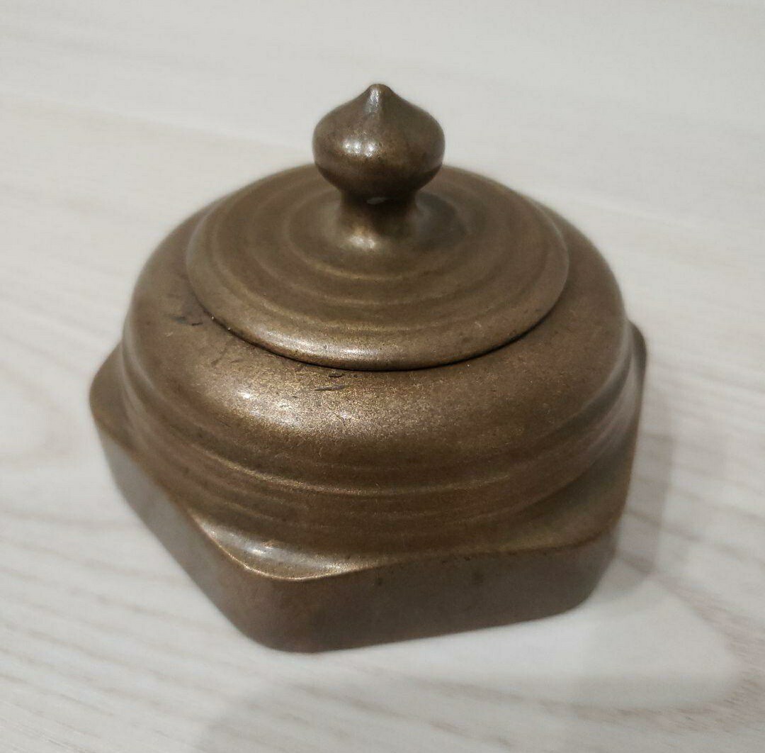 印泥 朱肉 アンティーク レトロ 唐物 置物 時代物 昭和レトロ 銅 真鍮拍卖