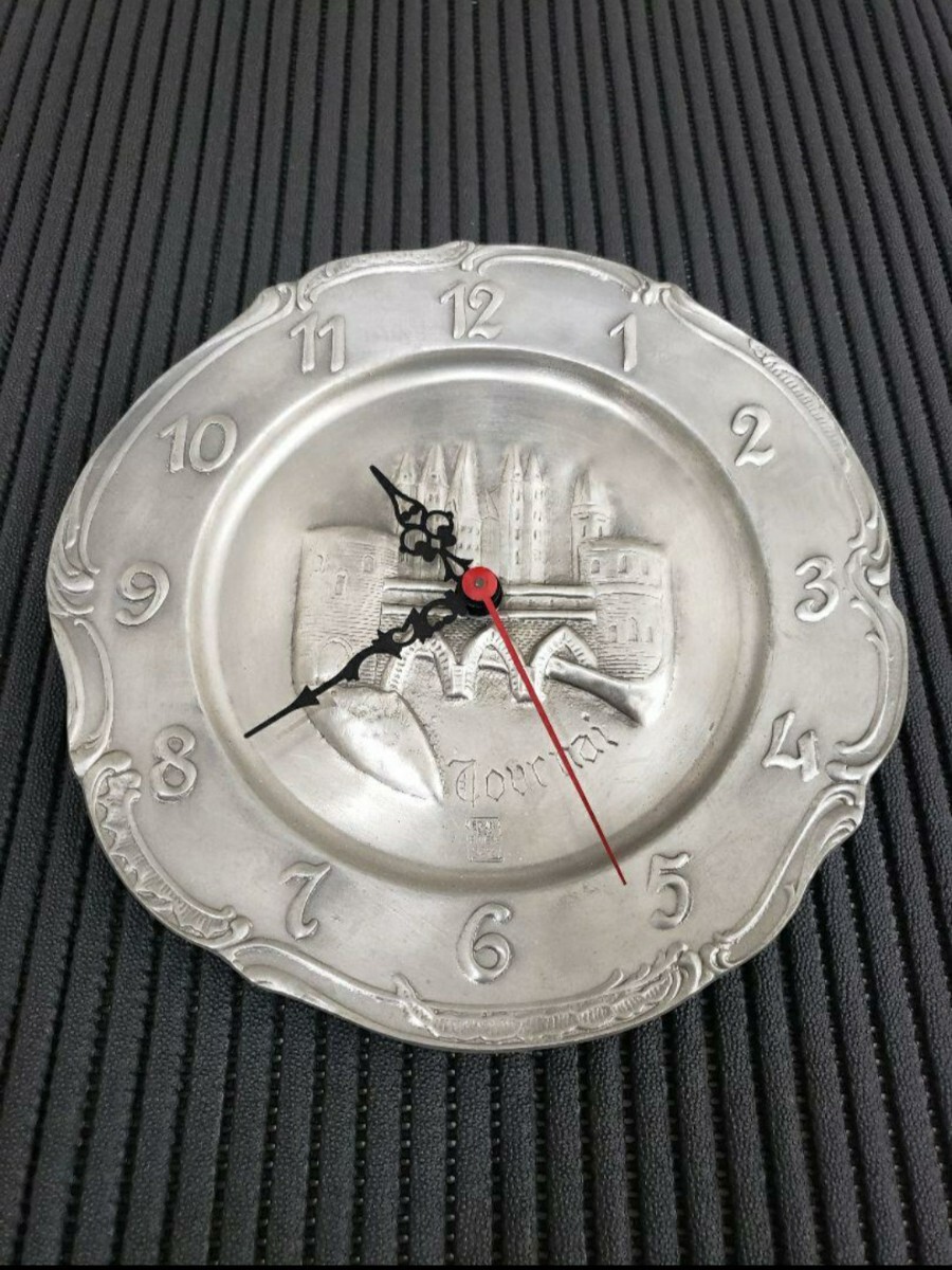 掛け時計 アンティーク フランス製 シルバー ピューター インテリア ウォールクロック オブジェ コレクション 時計 ビンテージ拍卖