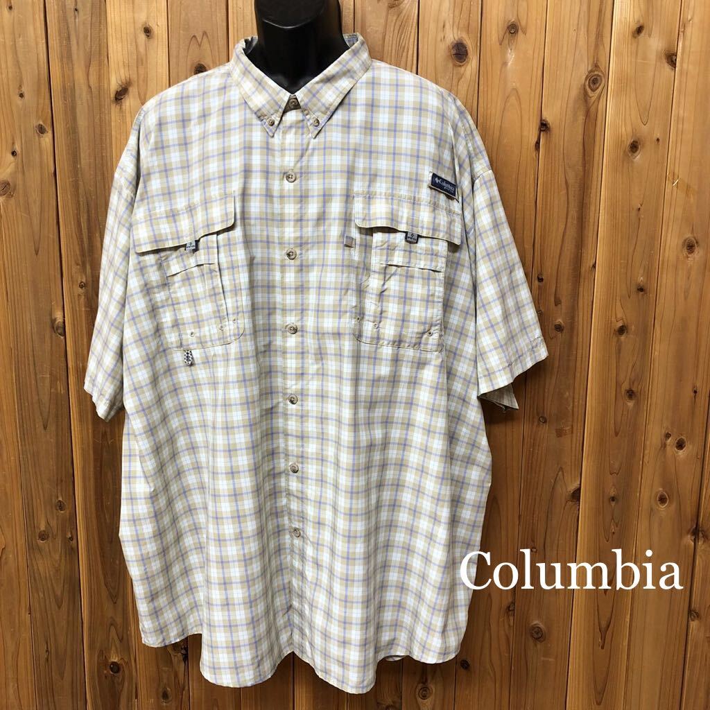 Columbia PFG /SUPER BAHAMA /コロンビア メンズ4XT 半袖シャツ フィッシングシャツ チェックシャツ ボタンダウン USA古着 大きいサイズ拍卖