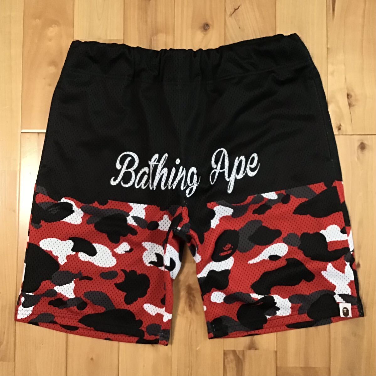 BAPE camo ハーフパンツ Lサイズ a bathing ape BAPE shorts Red multi camo エイプ ベイプ アベイシングエイプ ショーツ 迷彩 nw5拍卖