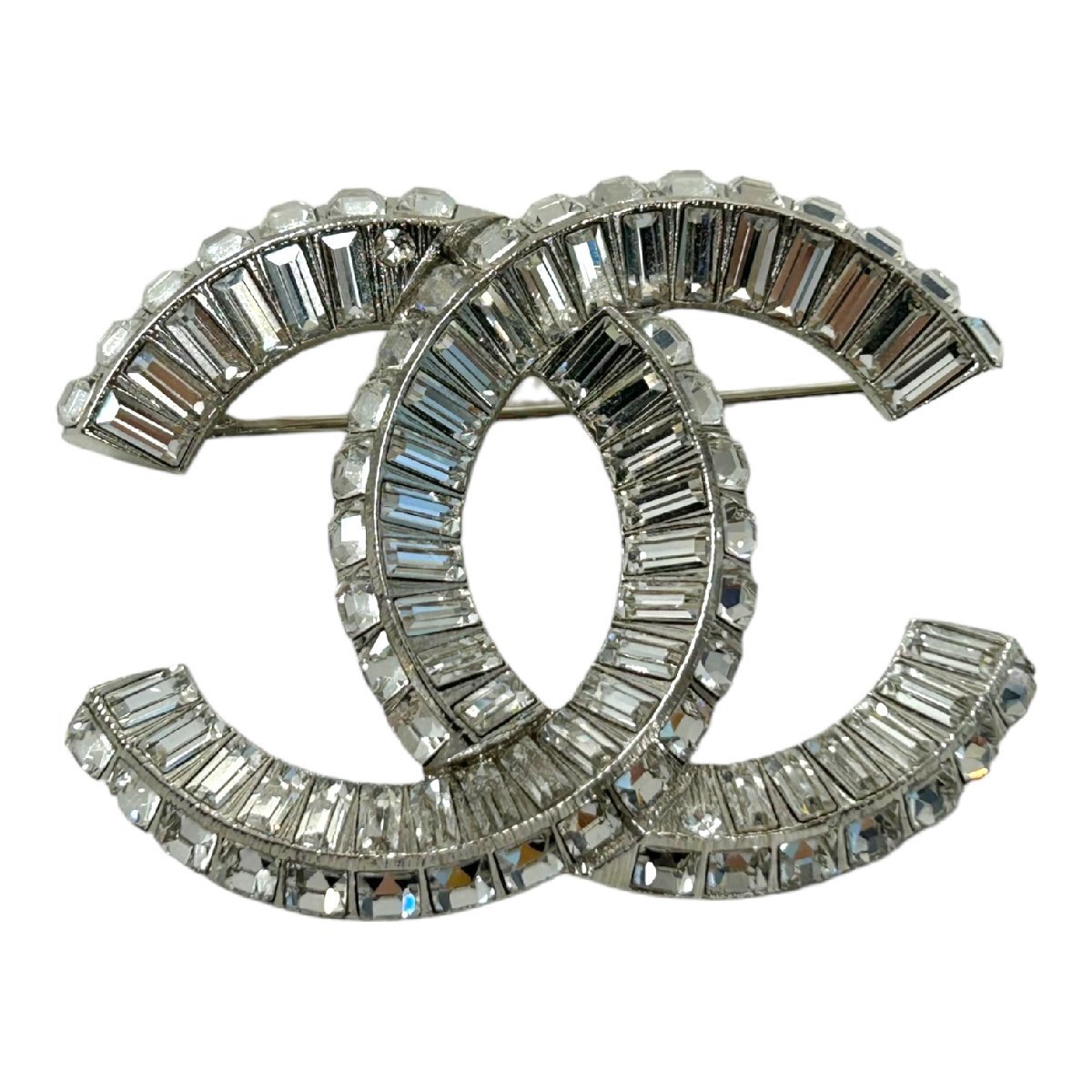 CHANEL シャネル F22V ココマークラインブローチ シルバー系 レディース ファッション小物 アクセサリー ラインストーン【中古】拍卖