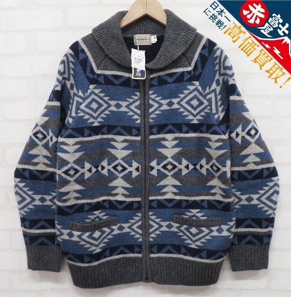 8T3901/未使用品 Pherrow's インディアンラグ柄カウチンセーター フェローズ拍卖