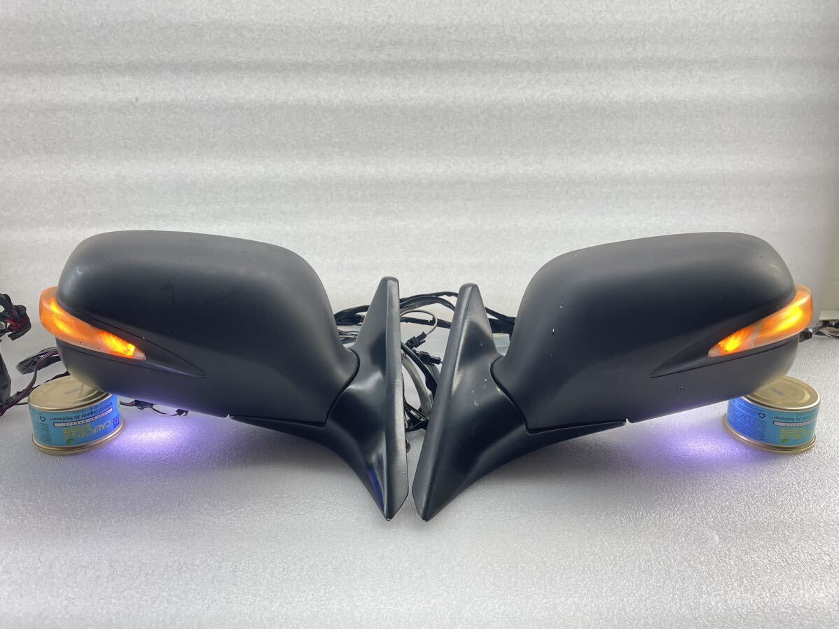 JZX100 チェイサー 加工 カスタム LED ウィンカーミラー フットライト ドアミラー ブルーレンズ マットブラック 左右 セット拍卖