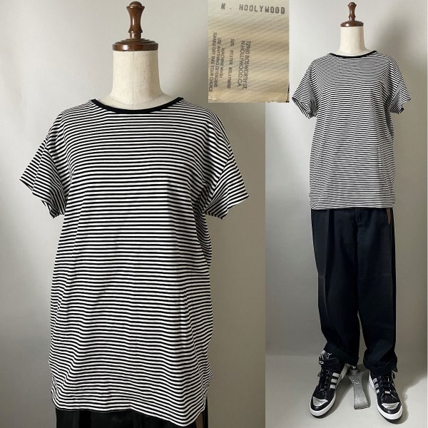 ★【国内正規品 日本製】n.hoolywood ミスターハリウッド 951-CS10 pieces コットン100% ボーダー 半袖 Tシャツ 40 白×黒拍卖
