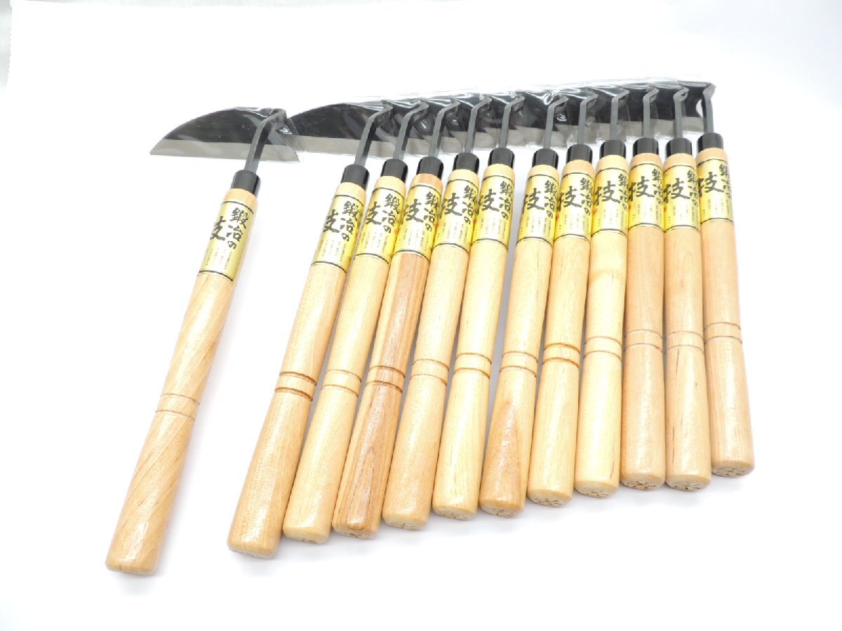 日本製 鍛治の技(金)ネジリ鎌 120ミリ 鋼付 12丁セット JAN 49319996201984 草削り草取拍卖