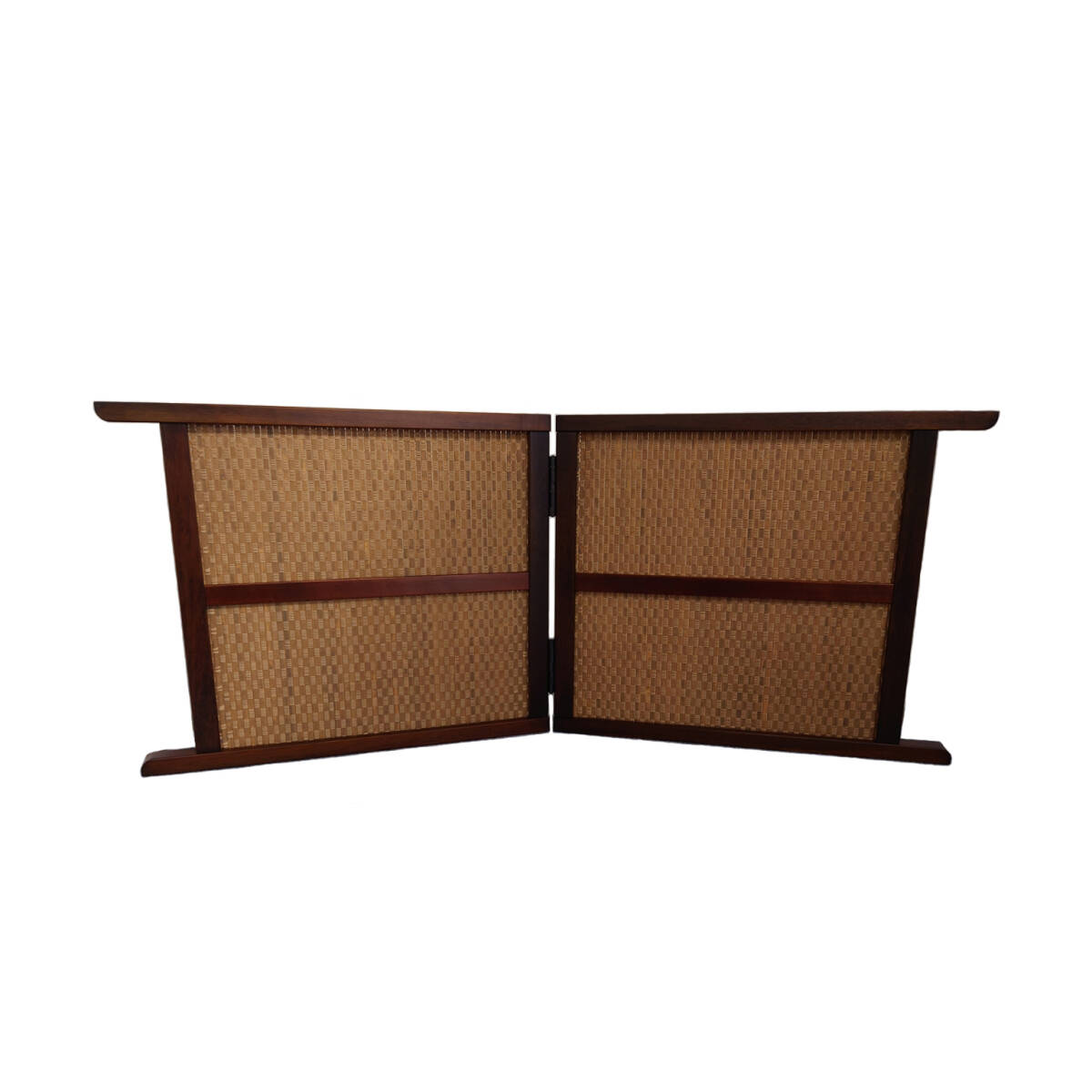 ミニ 二連 屏風 衝立 変わり織り 天然竹 幅84cm高さ35cm 新品 未使用拍卖