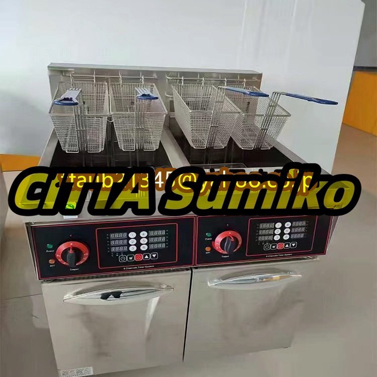 電気フライヤー 業務用 二槽式 28L+28L 卓上電気フライヤー 温度調整 揚げ物 可能 100-110V ダブルシリンダー ステンレス鋼 S1114拍卖