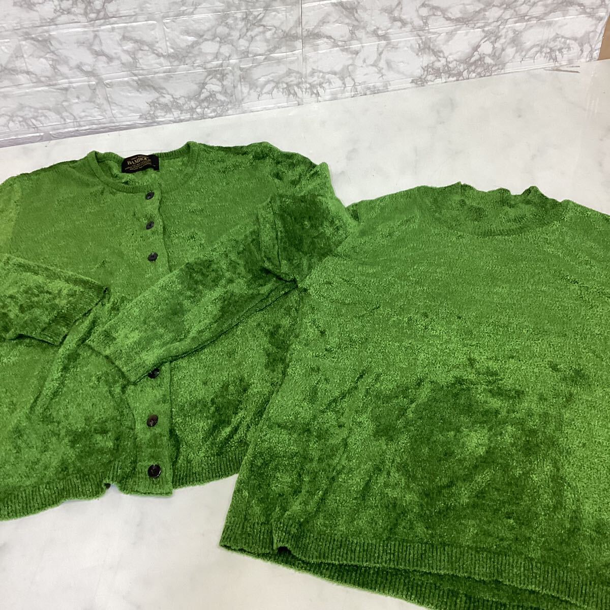 BAMBOLE レディース カーディガン アンサンブル セット グリーン系 シンプル P75拍卖