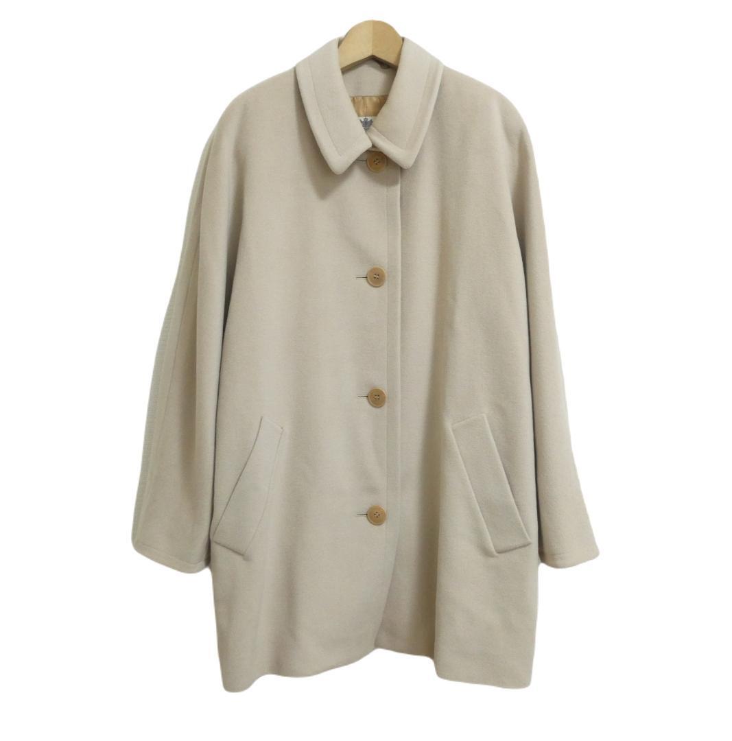 美品 Aquascutum アクアスキュータム サイズ8 ウール オーバーサイズ ロング丈 ステンカラーコート ロングコート ベージュ拍卖