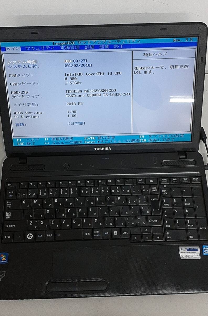 東芝dynabook/ノートPC/CPU i3-第1世代/メモリ 2GB/HDD 320GB拍卖