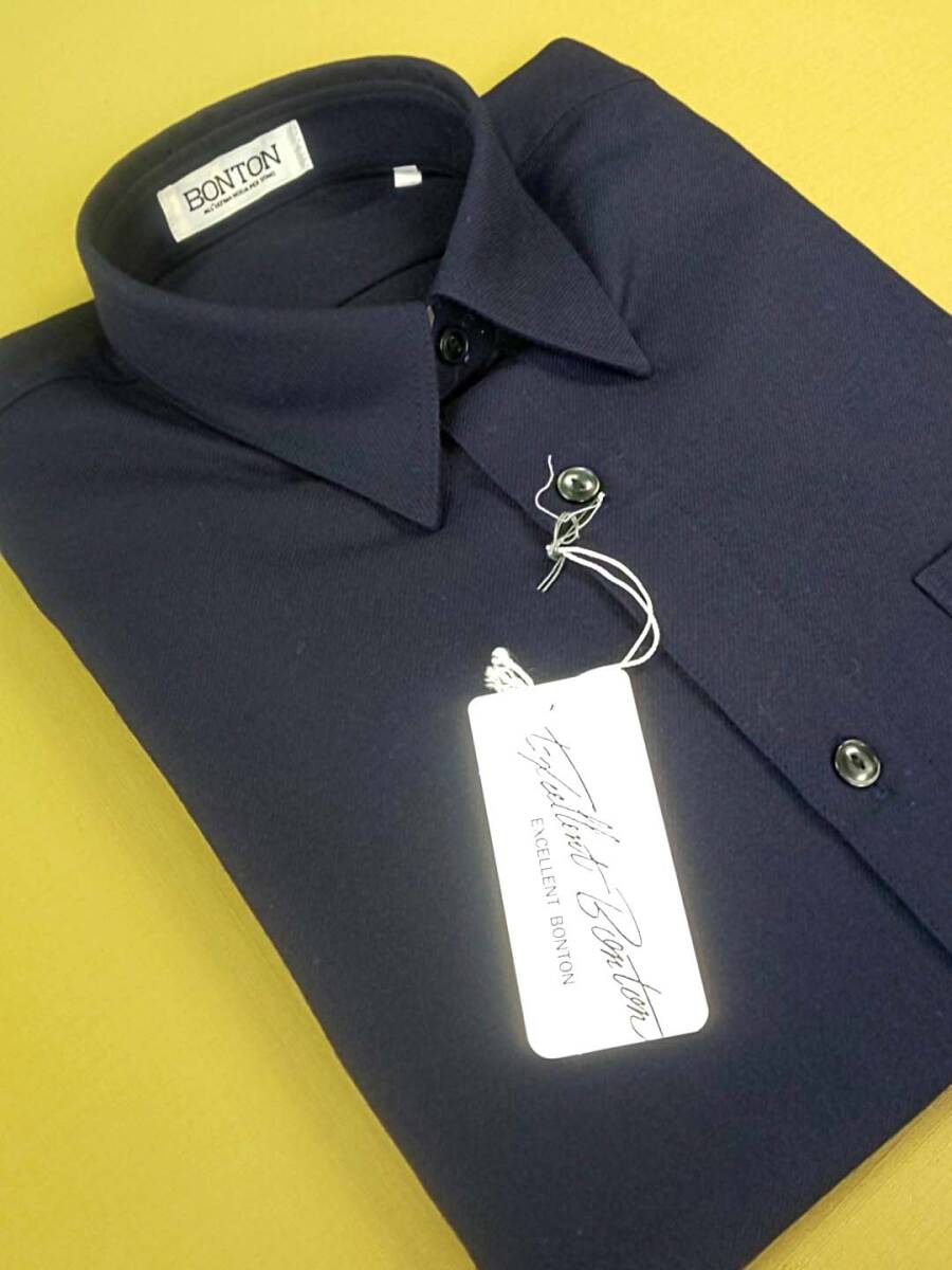 BONTON ボントン 新品 SALE!! 50%OFF 半額 送料無料 冬物 レギュラーカラーシャツ Lサイズ ウール100% ゆったり目 日本製 132022-99拍卖