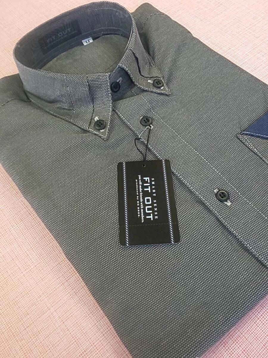 FIT OUT フィットアウト 新品 SALE 50%OFF 半額 送料無料 マイターボタンダウンシャツ 春秋冬 Mサイズ 綿35% カジュアル ゆったり目 130505拍卖