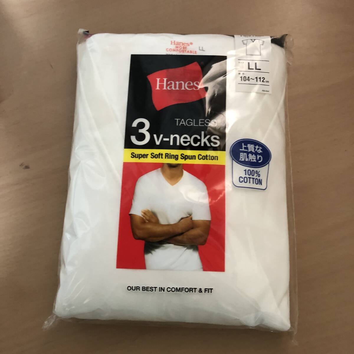 新品●【Hanes(ヘインズ)】綿100%・抗菌防臭 Vネック半袖Tシャツ3枚組 LL拍卖