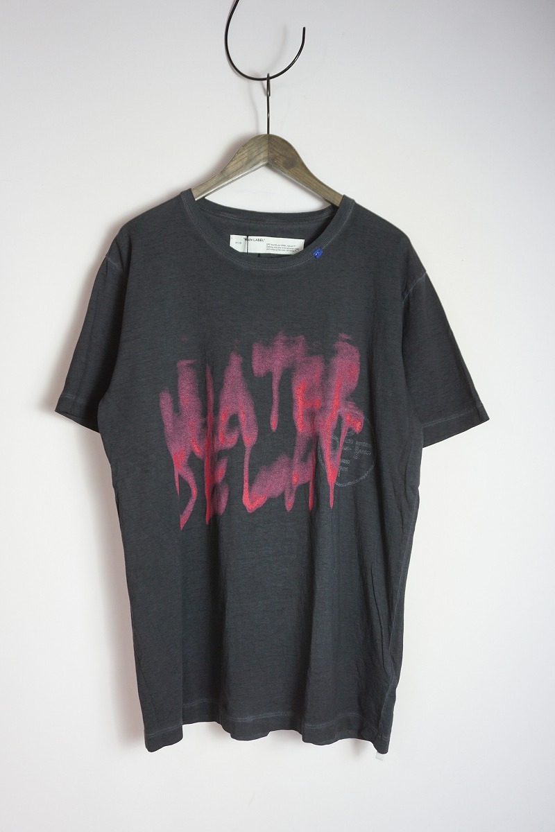 美品20SS OFF-WHITE オフホワイト Vintage S/S Slim Tee ヴィンテージ スリム ロゴ 半袖 Tシャツ カットソー OMAA027E19185031 黒L 1012N▲拍卖