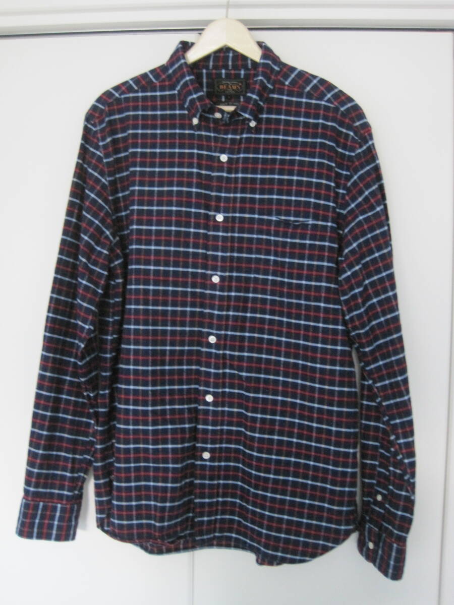 日本製 BEAMS PLUS ビームスプラス BEAMS+ チェック柄 ボタンダウン ネル シャツ L拍卖
