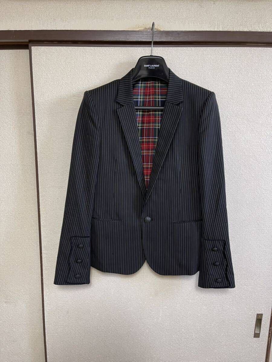 【良品】【裏地チェックでお洒落】 NUMBER NINE ナンバーナイン テーラードジャケット ブレザー スーツ BLACK ブラック 黒色拍卖