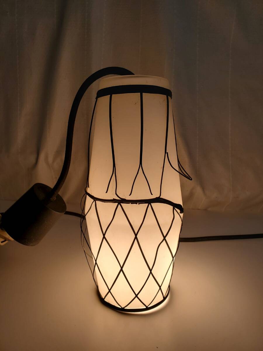 【アンティーク】 電傘 電笠 ガラスシェード ランプシェード 筒型 網飾 吊り下げ レトロ 照明 検) 型板硝子 フロストガラス 時代 明治 大正拍卖