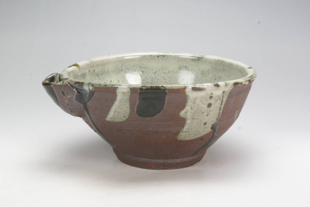 【湖美】濱田庄司 流掛 片口 共箱 食器 料理器 鉢 人間国宝 民芸拍卖