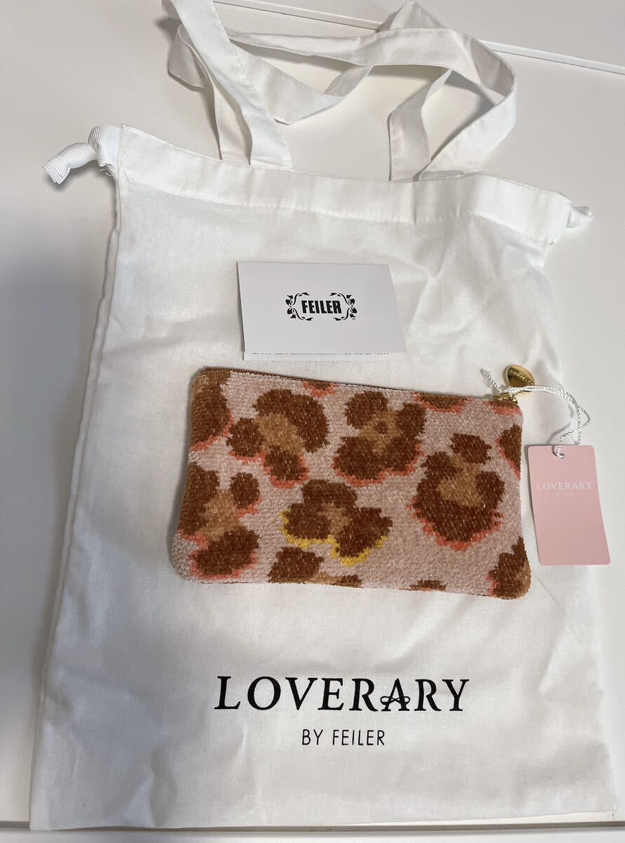 FEILER LOVERARY フェイラー ラブラリー レオパード柄 フラットポーチ 巾着バック 未使用品 コインケース拍卖