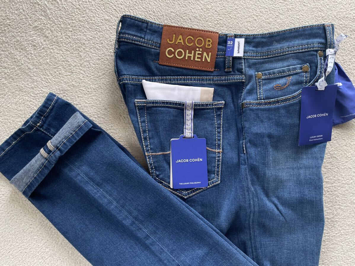 【JACOB COHEN ヤコブコーエン NICK SLIM J622 後継 】イタリア製 美脚 足長テーパード ストレッチ デニム 33インチ ジーンズ拍卖