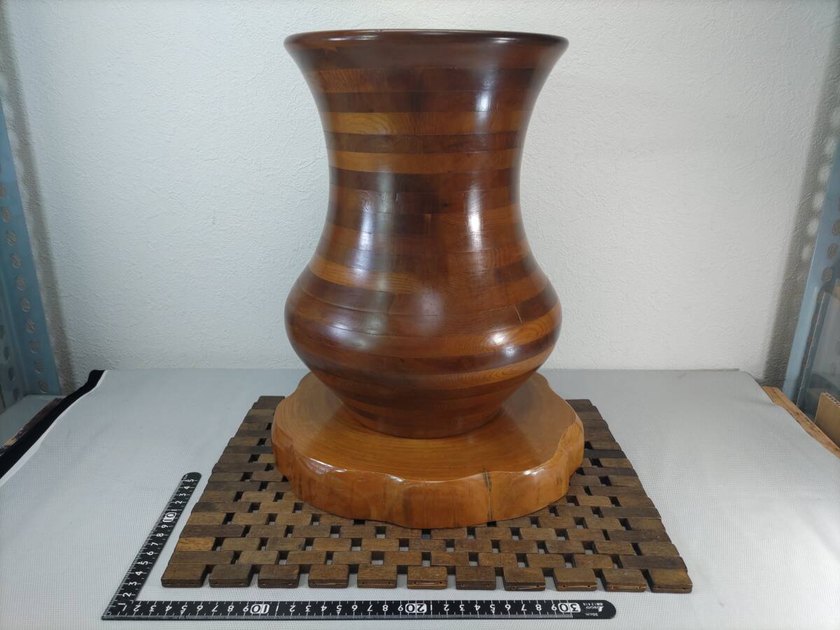 ■送料無料!■まとめて■木製花瓶・H31×W23cm■寄木・組木細工■組木マット■木製■無垢■天然木■切り株■3点セット!拍卖
