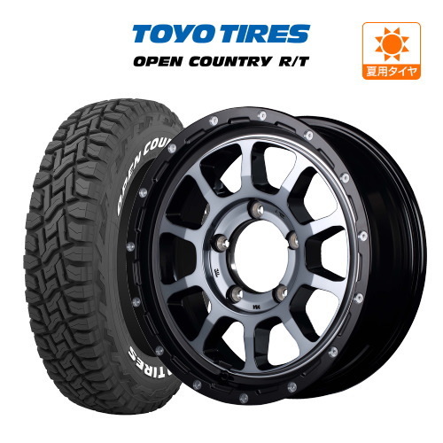 ジムニー用 サマー ホイール 4本 MID ナイトロパワー M10 パーシングJ TOYO オープンカントリー R/T 185/85R16拍卖