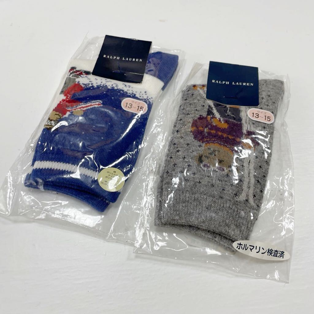 E 新品 ラルフローレン 靴下 ソックス 2足 13-15 ポロベア拍卖