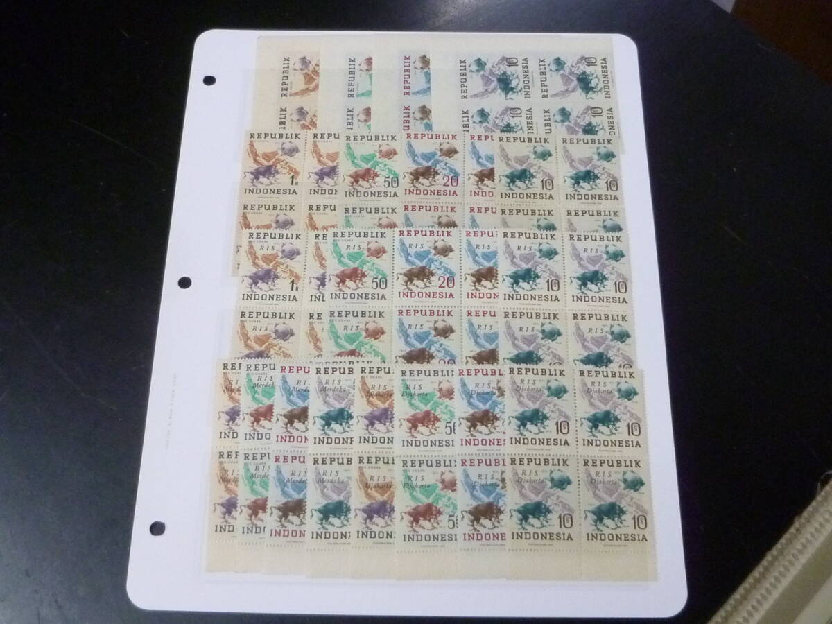 24L M №11 インドネシア切手 1949年 SC#62-65 有・無目打 計8種完+加刷3タイプ 田型 計20種 未使用NH・VF拍卖
