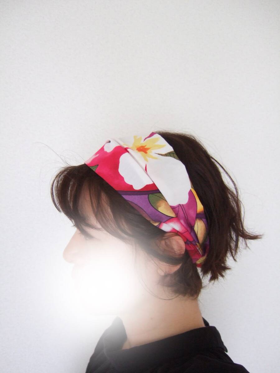 ★即決★ハンドメイド ハワイアン ショッピングピンク コットンのゆるターバン**ヘアバンド お顔周り明るくなります♪拍卖