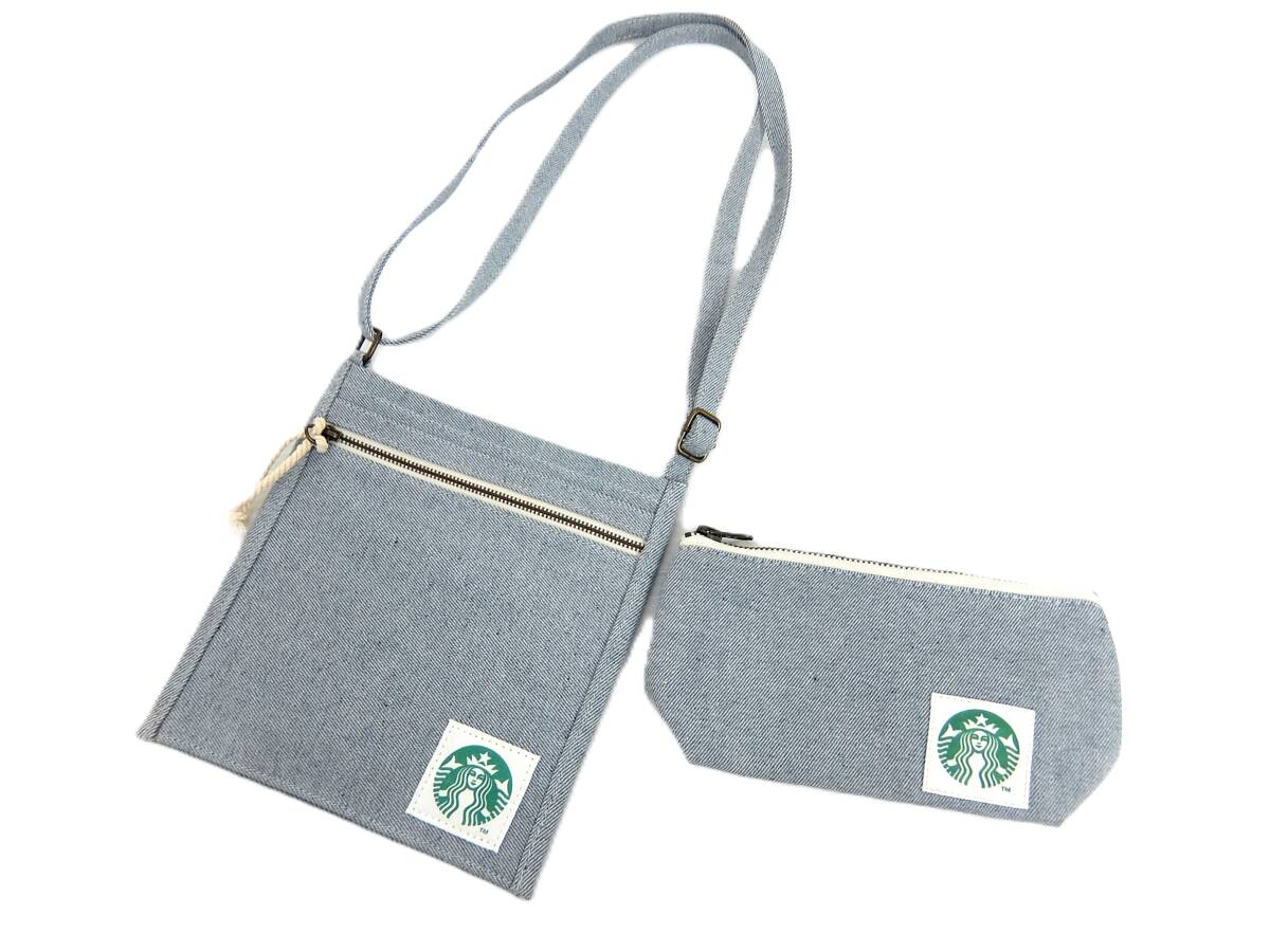 スターバックス ニューデニム アップサイクルコットン ボトルサコッシュ ポーチ デニムブルー スタバ バッグ ショルダー拍卖