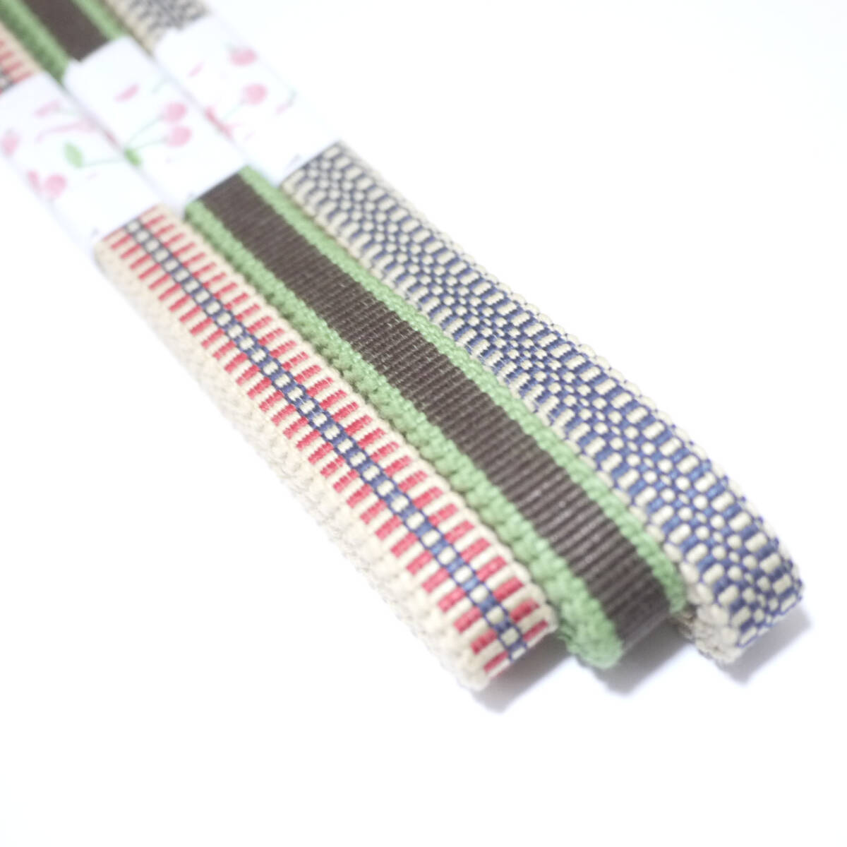 01-M★三分紐 並尺 3本 お試しセット 木綿 真田紐 国内産★ ベージュ・赤・紺・こげ茶・市松文様拍卖