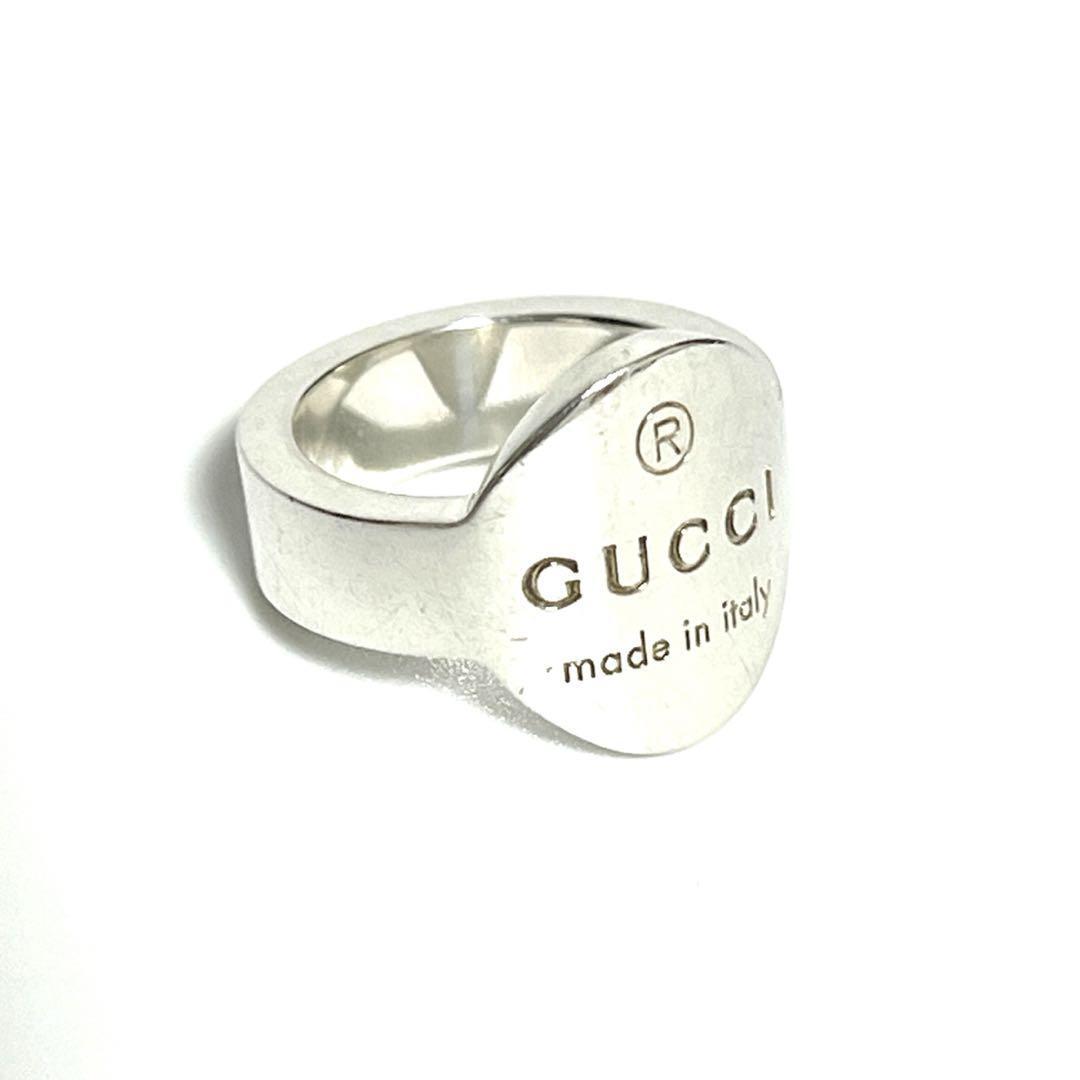 【10号】グッチ GUCCI レディース メンズ 指輪 トレードマーク プレート リング シルバー拍卖
