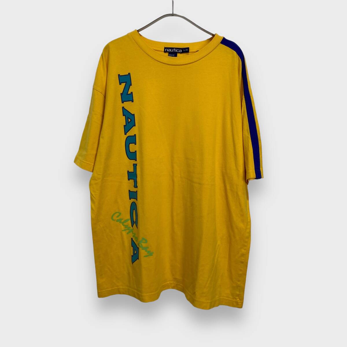 送料無料☆Nautica☆ノーティカ☆90s☆USA製☆ビッグロゴTシャツ☆イエロー☆L☆H24M拍卖