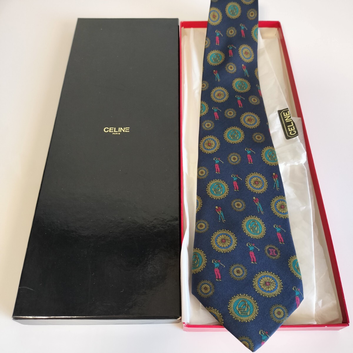 CELINE(セリーヌ)紺ゴルファー丸ネクタイ拍卖