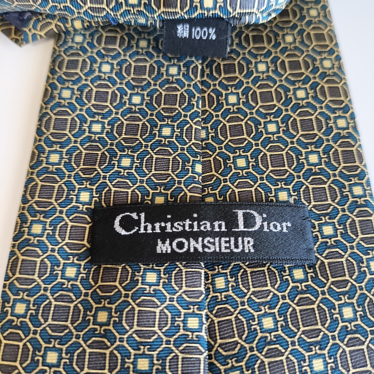 Christian Dior(クリスチャンディオール)青茶ゴールドミニ四角ネクタイ拍卖
