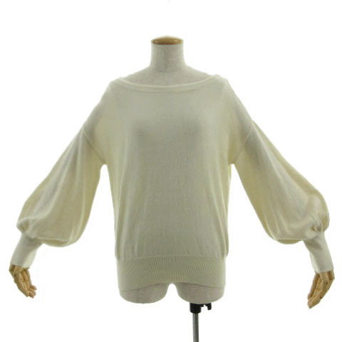 ロペ ROPE ニット セーター ボートネック 長袖 バルーンスリーブ ドロップショルダー ウール混 アイボリー 38 レディース拍卖