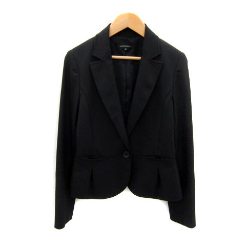 ロートレアモン LAUTREAMONT テーラードジャケット ミドル丈 無地 シングルボタン 総裏地 38 M 黒 ブラック /SY22 レディース拍卖