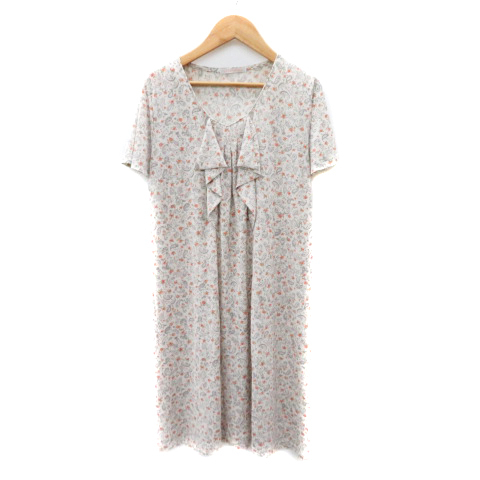 エルプラネット ELLE PLANETE ワンピース ひざ丈 半袖 ペイズリー柄 38 M マルチカラー グレー /YK32 レディース拍卖