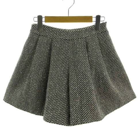 アベニールエトワール Aveniretoile パンツ キュロット ショートパンツ 日本製 ツイード ラメ ウール混 ライトグレージュ 黒 34拍卖