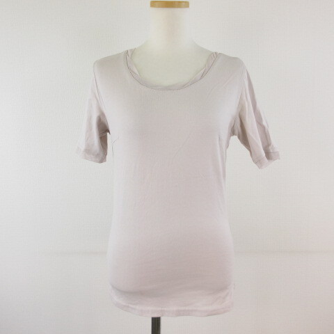 エニワイズ anywise カットソー Tシャツ 半袖 ピンクベージュ S *T285 レディース拍卖