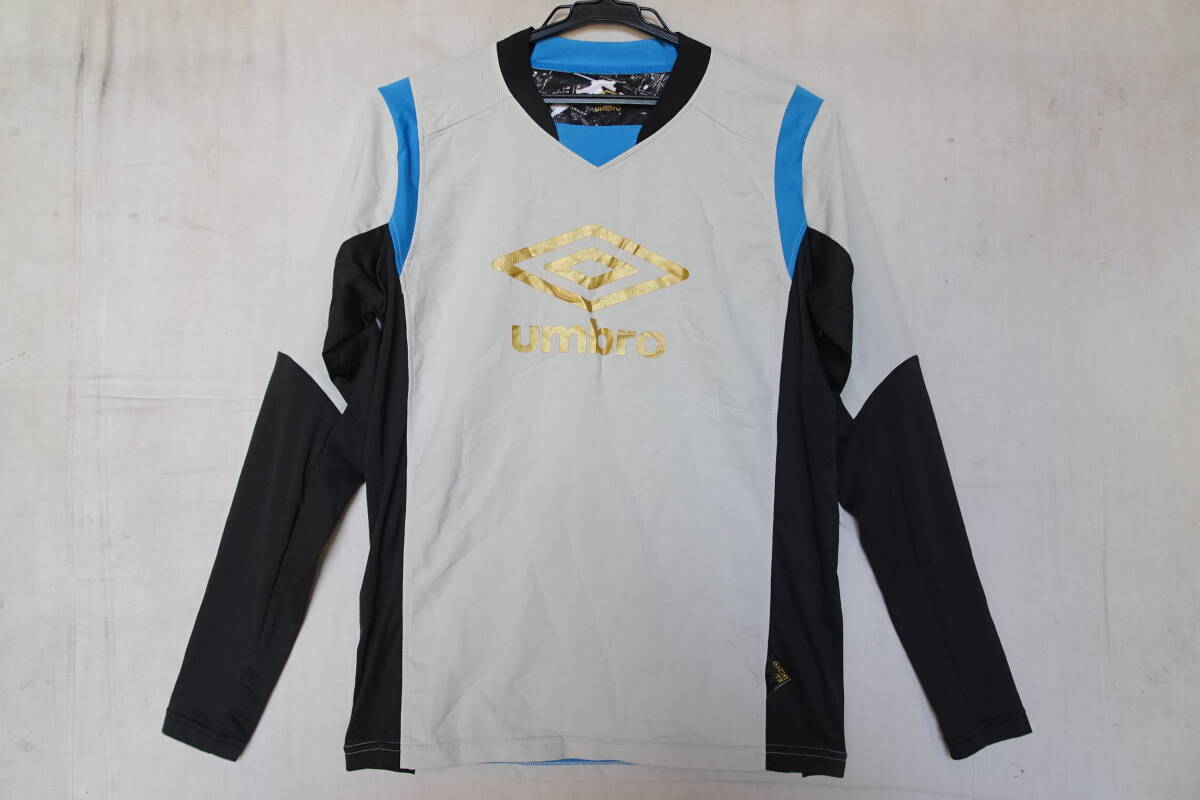 umbro/アンブロ/UBS2727/長袖プルオーバー/青・黒切替配色/ロゴプリント/スポーツ/ライトグレー/黒/ブラック/Sサイズ(8/28R)拍卖