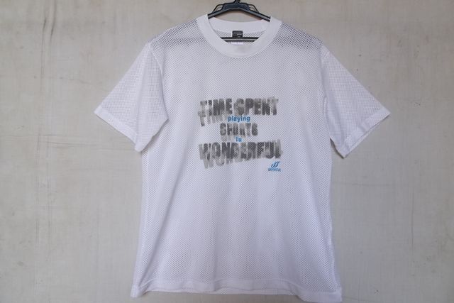 Mizuno SUPERSTAR/ミズノ/半袖Tシャツ/メッシュ素材/通気性/速乾性/文字プリント/スポーツ/白/ホワイト/Lサイズ(8/7R)拍卖