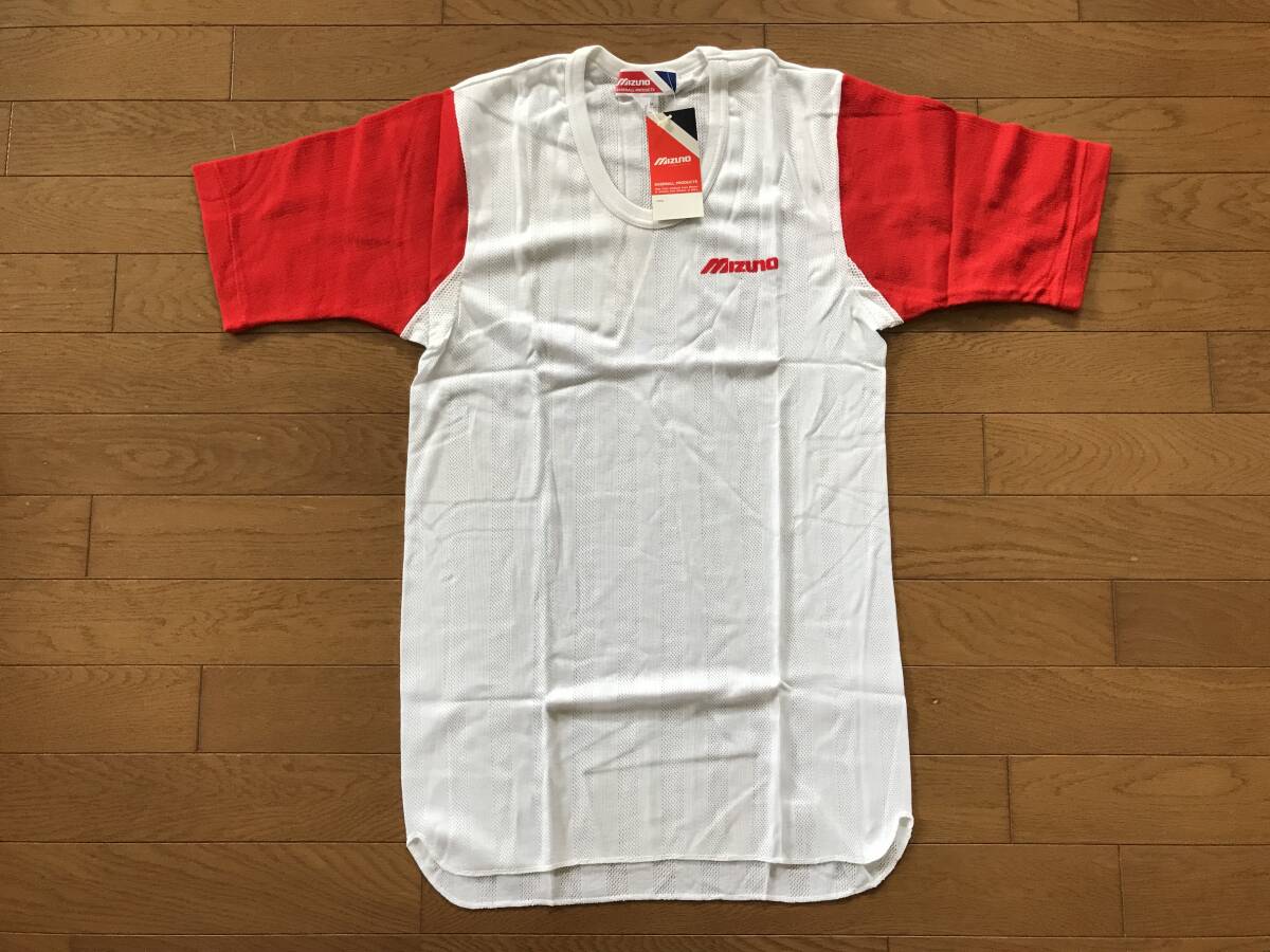 当時物 未使用 デッドストック Mizuno ミズノ 野球アンダーシャツ 半袖 U首 品番:52CA-3562 サイズ:L  HF3842拍卖