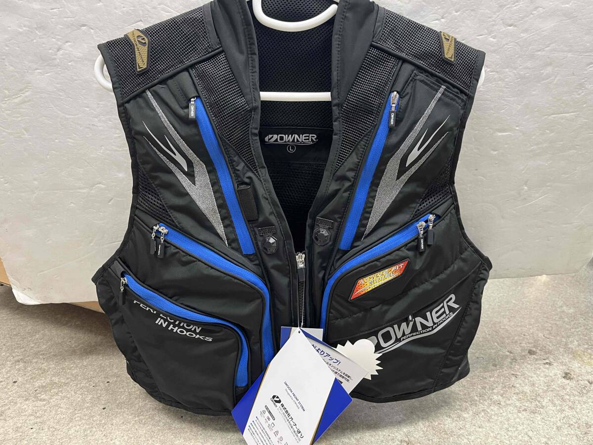 【新品】オーナー★9734 鮎渓流ライトフィットベスト2 ★ブラック/ブルー L拍卖