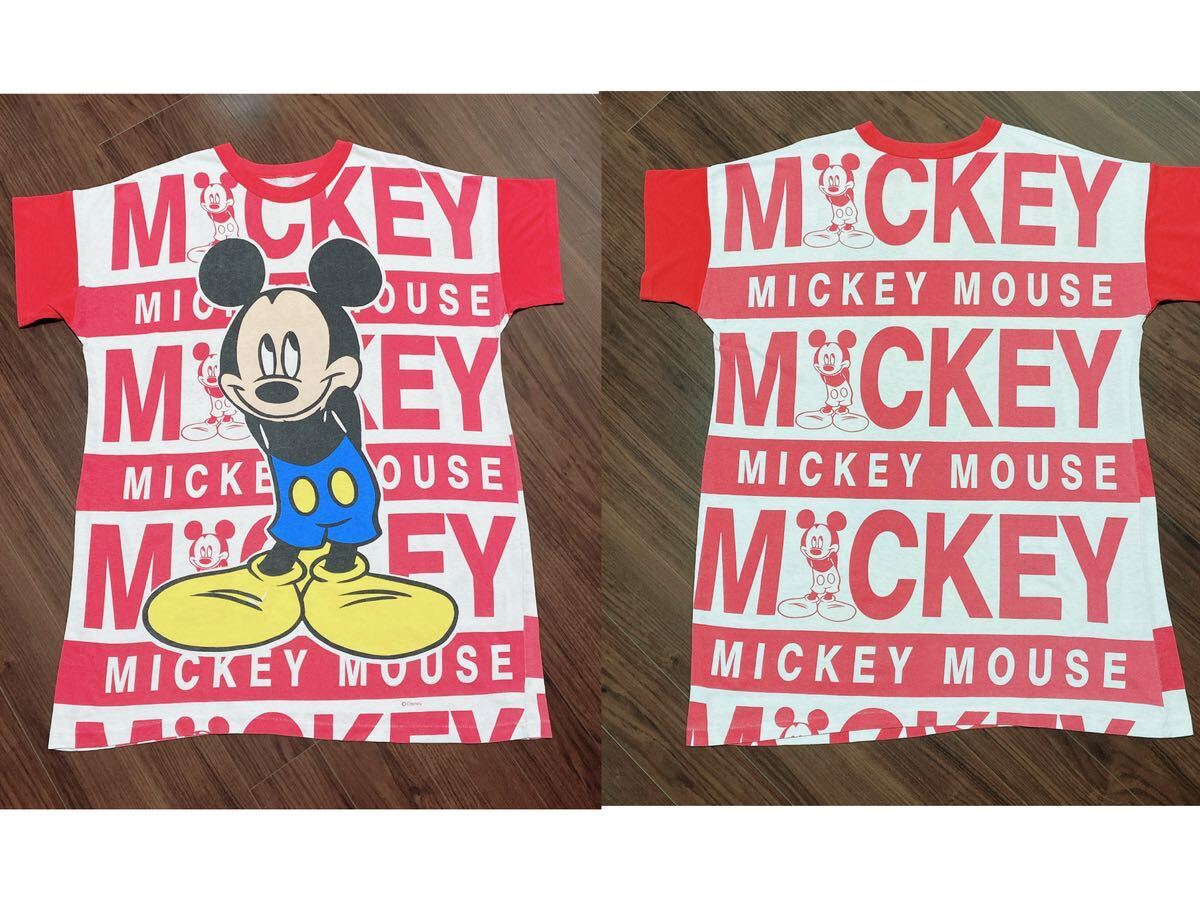 ビンテージ■Disney Mickey Mouse ミッキー マウス Tシャツ ワンピース■シングルステッチ 両面プリント■USA 80s 90s ディズニー拍卖