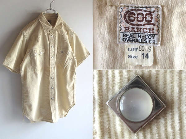 未使用 旧マッコイ THE REAL McCOYS 600RANCH ザリアルマッコイズ 801S 半袖 コーデュロイシャツ ウエスタンシャツ 14 デッドストック OLD拍卖