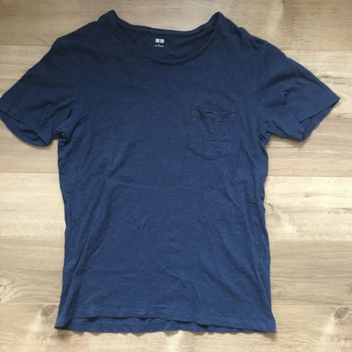 ユニクロ ポケットTシャツ Lサイズ 美品 紺系 半袖 ポケT 拍卖