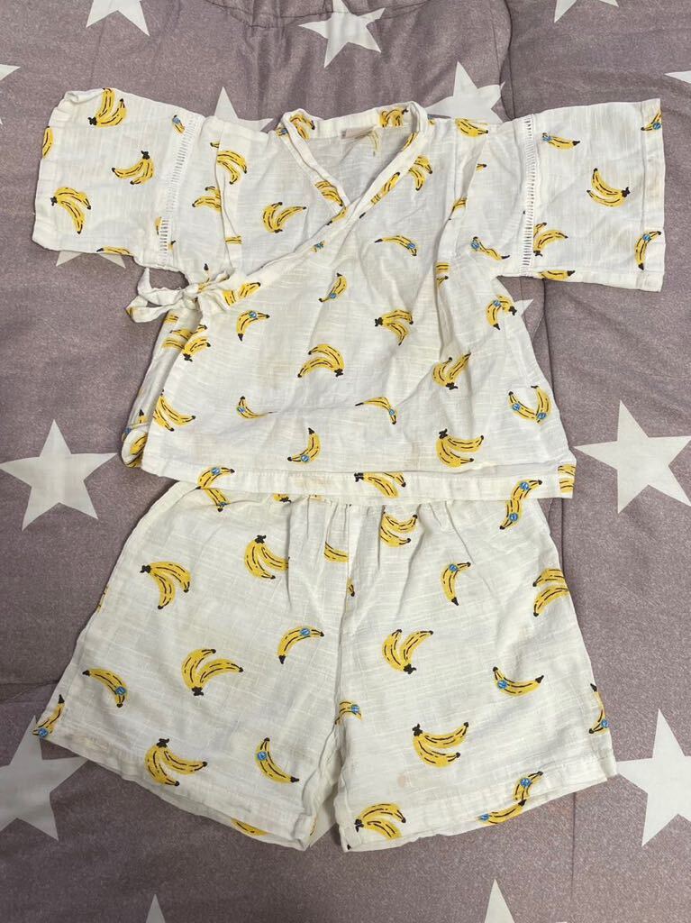 【送料無料】100 petit main プティマイン 甚平 男の子 バナナ柄拍卖